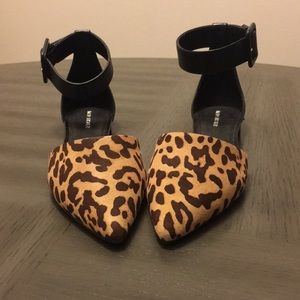 Leopard print ankle flats (never worn)